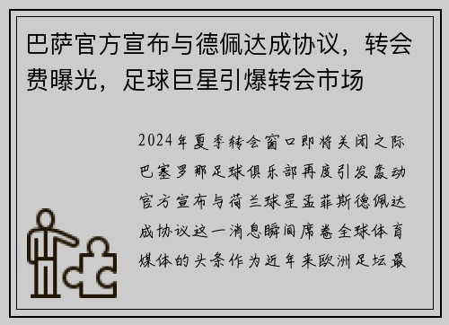 巴萨官方宣布与德佩达成协议，转会费曝光，足球巨星引爆转会市场